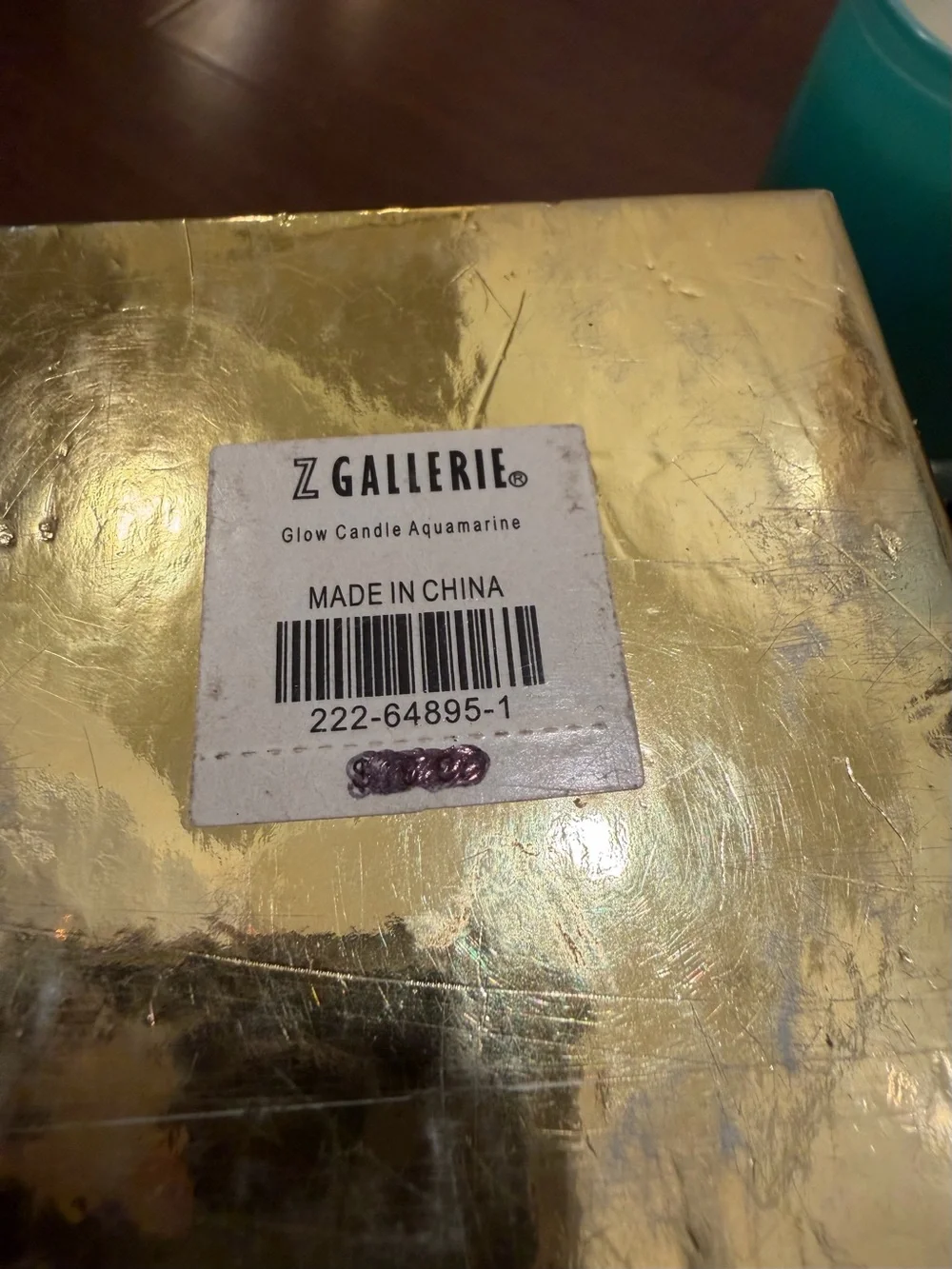 Z Gallerie Glow Scented Candle - Turquoise & Gold Accents